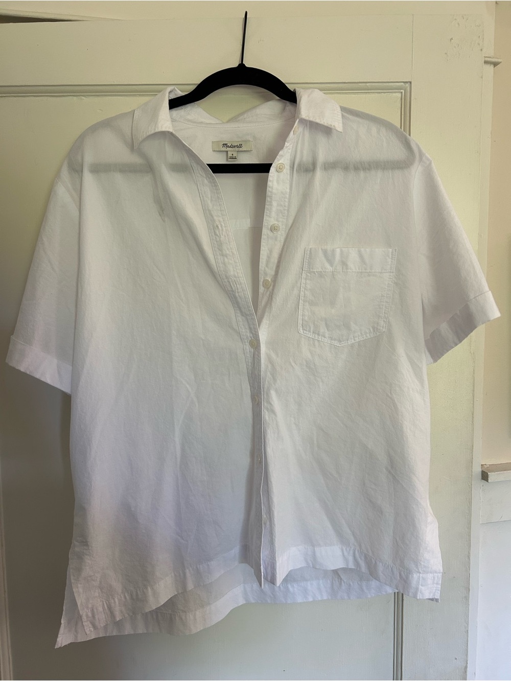Madewell White Short-Sleeve Cotton Button-Down Shirt
